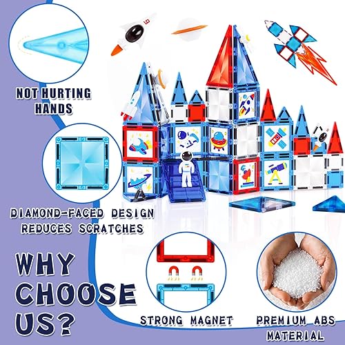 Miniatura 5 de Azulejos magnéticos  Juego de 58 bloques de construcción con imanes espaciales  Juguetes sensoriales de viaje para niños pequeños  Juguetes de