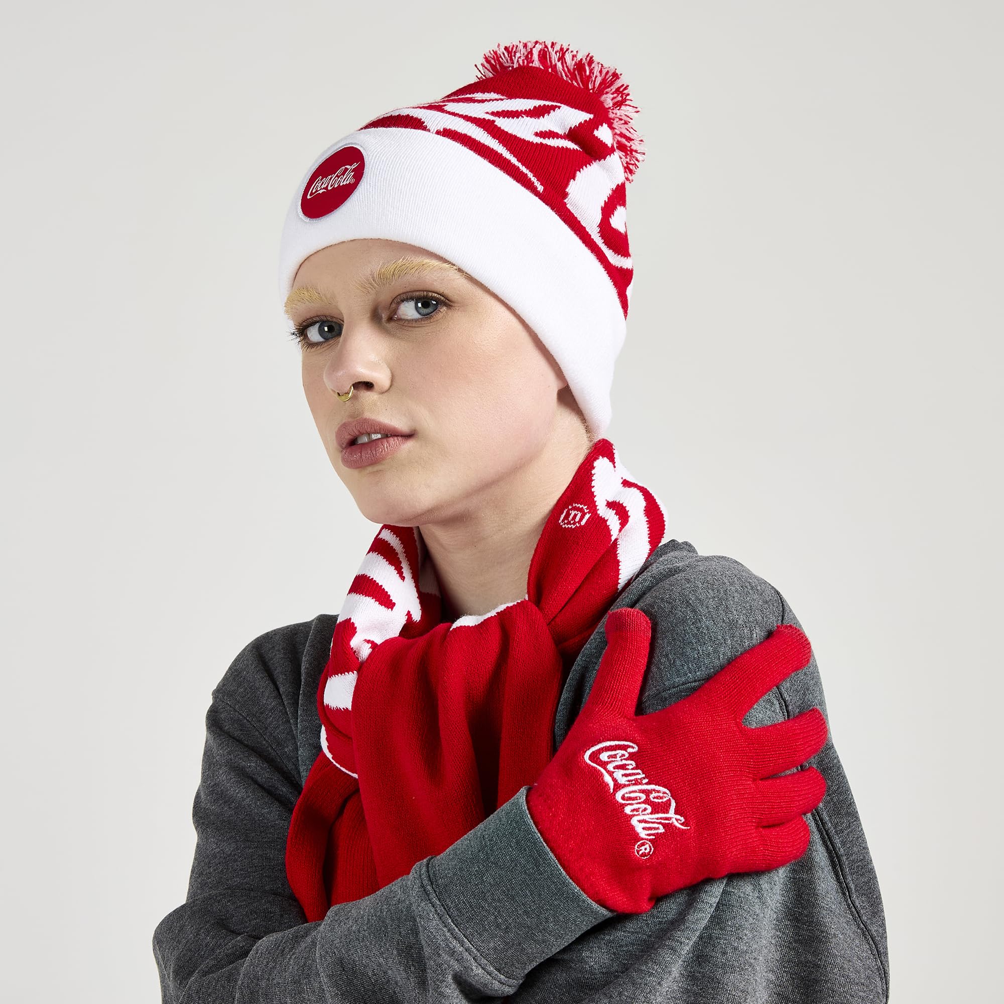 The Gift Scholars Guanti invernali con licenza ufficiale Red Coca-Cola, unisex, per touchscreen, caldi guanti per sport all'aria aperta