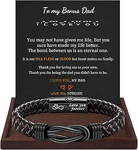 I Love You Gifts for Him Leather Bracelet for Men Knot Infinity Bracelets Valentines Day Gift for Husband Boyfriend Dad Son Grandson Anniversary Birthday Jewelry Graduation Gifts for Him 2024