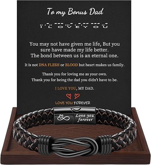 I Love You Gifts for Him Leather Bracelet for Men Knot Infinity Bracelets Valentines Day Gift for Husband Boyfriend Dad Son Grandson Anniversary Birthday Jewelry Graduation Gifts for Him 2024