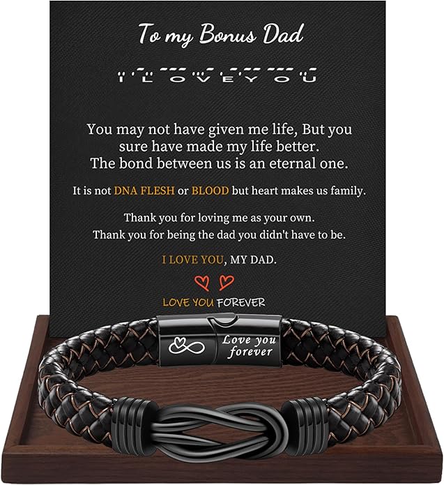 I Love You Gifts for Him Leather Bracelet for Men Knot Infinity Bracelets Valentines Day Gift for Husband Boyfriend Dad Son Grandson Anniversary Birthday Jewelry Graduation Gifts for Him 2024