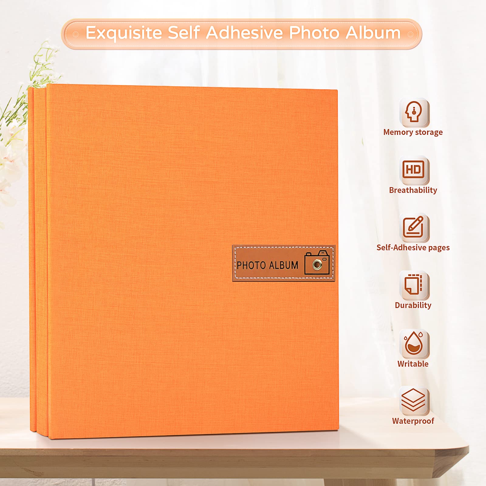 Popotop Großes Album zum Selbermachen, selbstklebend, 40 Seiten, für 3 x 5, 4 x 6, 5 x 7, 15 x 20 cm, 20 x 25 cm, für Familienhochzeit, Baby, Reisen, mit Metallstift und Kunststofftafel