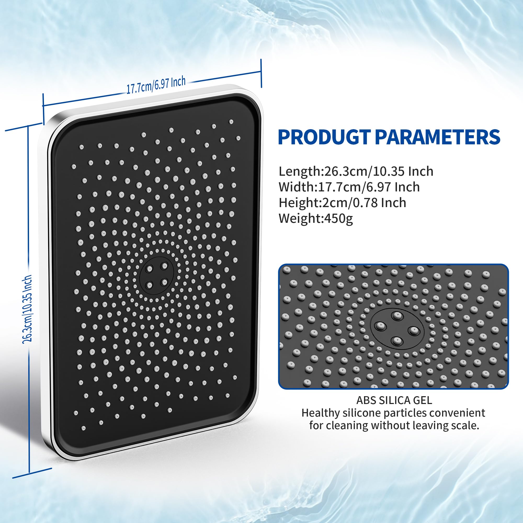 FRIYOYA Water-Saving Rainfall Shower Heads 10 Inch, Square Rain High Pressure Shower Head - Image 4