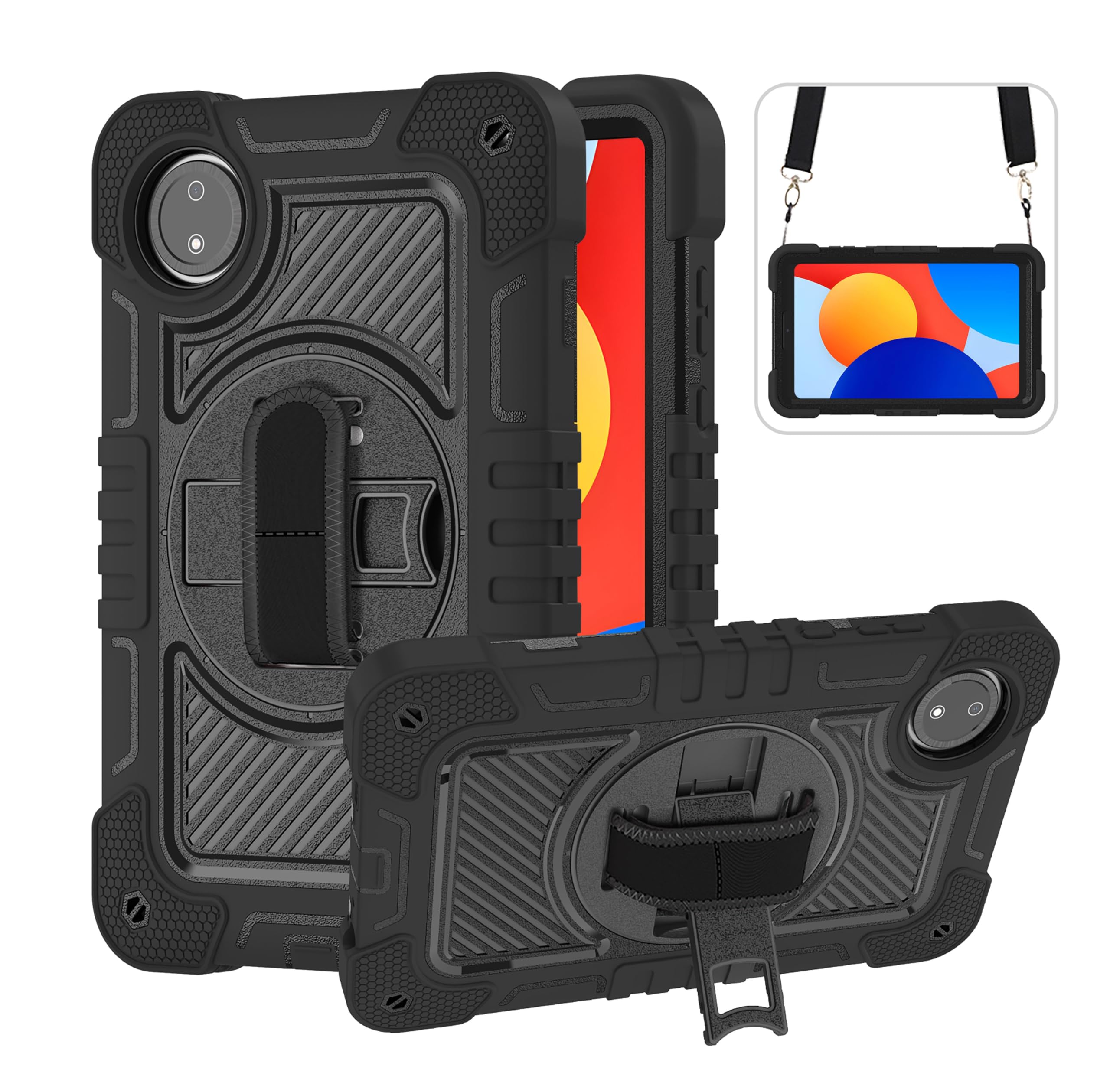 ProElite for Redmi Pad SE 8.7 inch case, Rugged 3 Layer Armor case Cover for Redmi Pad SE 8.7 inch with Hand Grip and Rotating Kickstand with Shoulder Strap, Black (B0DHGCKJ4W) Amazon Price History, Amazon Price Tracker