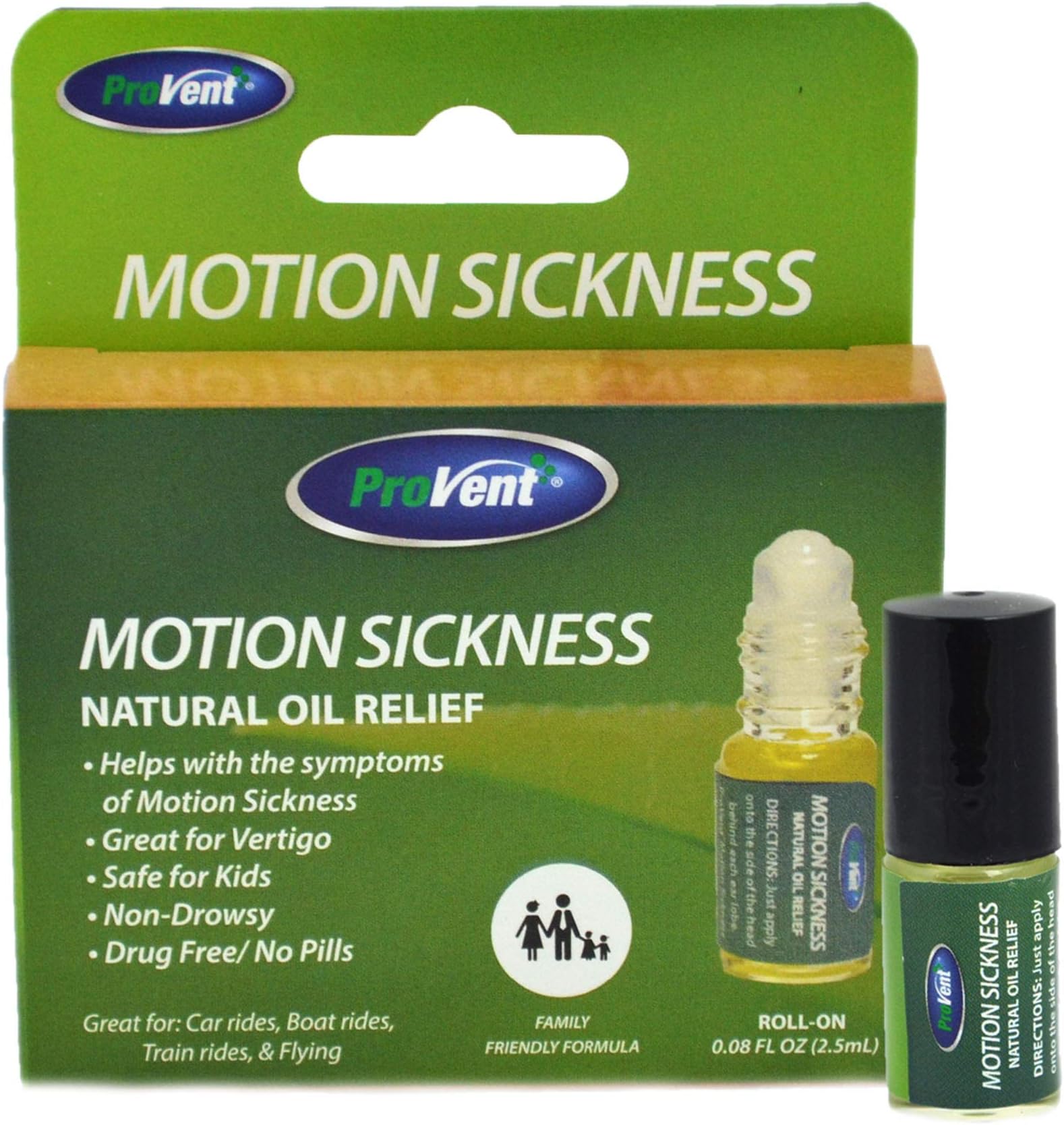 Provent Motion Sickness Natural Relief Roll-On, 0.08 Fluid Ounce