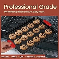 Vista 3 de Baking Set – 6 Piece Kitchen Oven Bakeware Set – Deluxe Non-Stick Black Coating Inside and Outside – Carbon Steel – Red Silicone Handles – PFOA PFOS