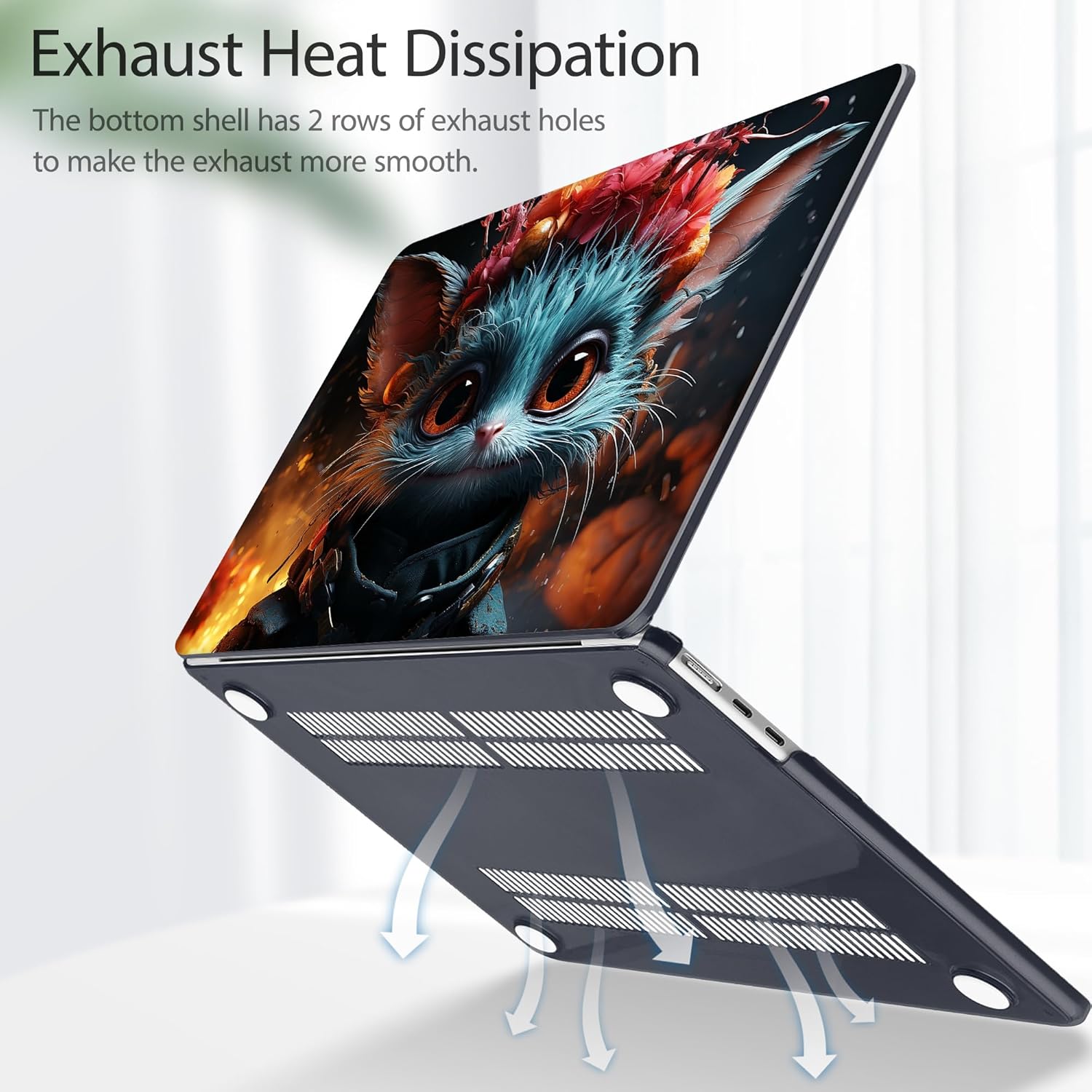 Tuiklol for M5 MacBook Air 13.6 inch Case 2026 2025 2024 2022 Release M4 M3 M2 Chip Model A3449 A3240 A3113 A2681, Plastic Hard Shell Cover for with Touch ID, Mythical cat