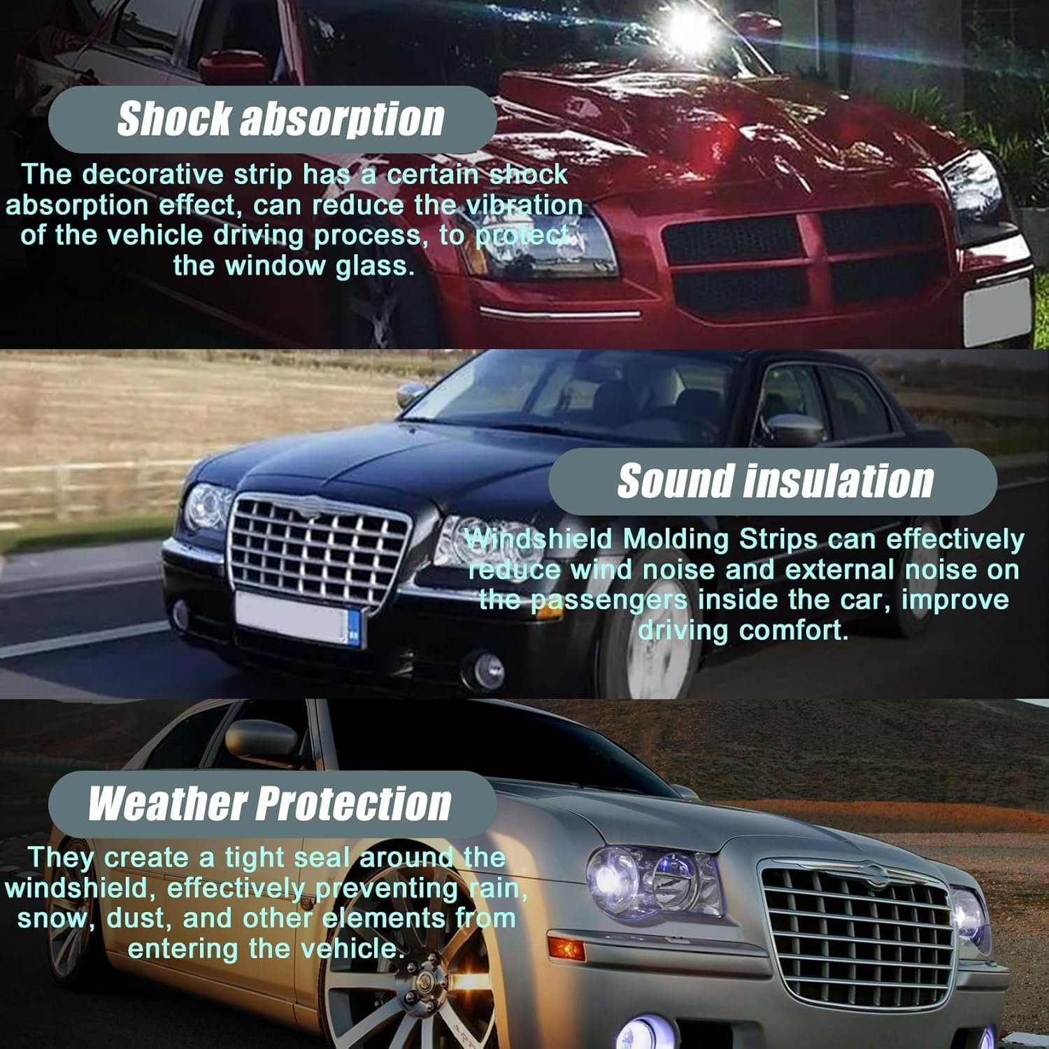 FZJDSD 1Pair Left & Right Side Windshield Pillar Molding Panel 04805889AC 04805889AD Fit for Chrysler 300 2005-2010 Fit for Dodge Charger 2005-2010 Magnum 2005-2008# 04805888AC 04805888AD