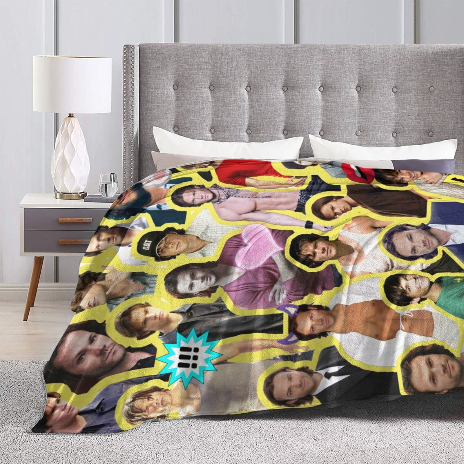 LOUJIN Joe Keery Collage - Coperta in micro flanella ultra morbida, calda, confortevole, versatile, per divano e viaggi, 150 x 125 cm
