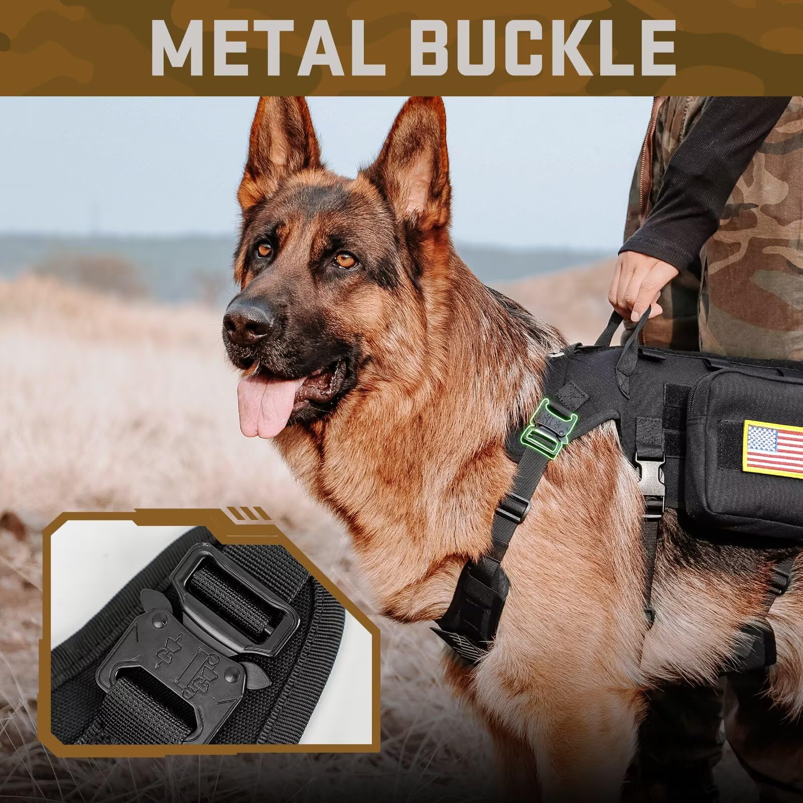 Forestpaw Dog Harness Medium Sized,Tactical Dog Harness with Handle,No Pull Military Style Service Dog Vest with Pockets Adjustable for Medium Dogs,Black,Chest 19.5-41.5" - image 5