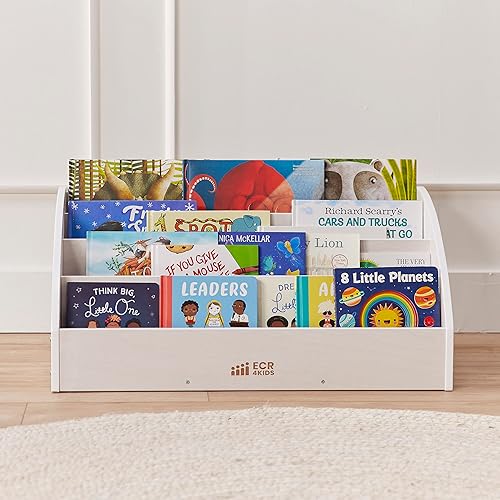 Miniatura 8 de ECR4Kids Exhibición de libros para niños, estantería para principiantes, lavado blanco