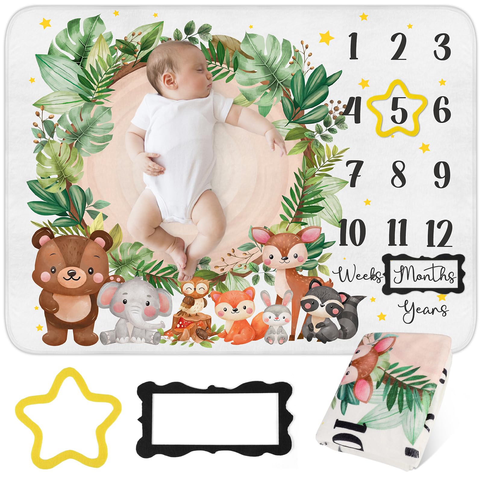 Milestone Blanket for Newborn, Soft Comfortable Mat for Baby Shower, New Gifts for Boy Girl, Mum To Be Pregnancy Gifts