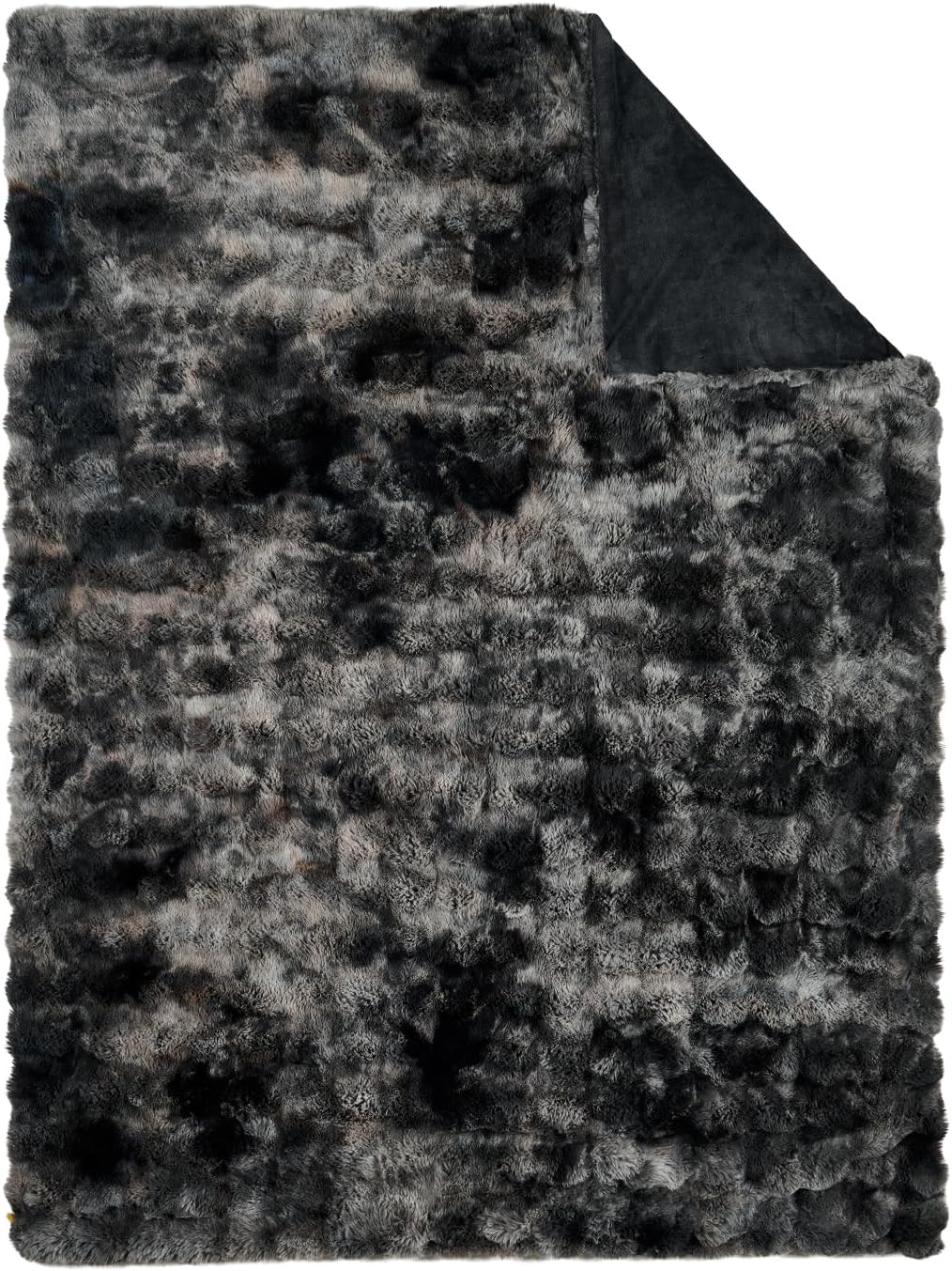 Lotus Karen Faux Fur Blanket Tie-Dye Dark Gray Twin Size - Big Bubble Rabbit Fluff Throw for Couch Small Fluffy Fuzzy Cozy Thick Furry Plush Shaggy Blankets 60x80 Inches - Image 8