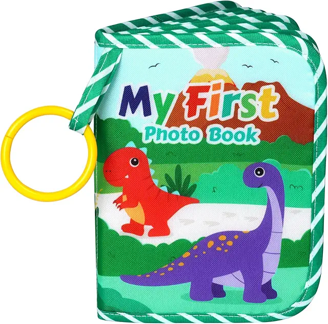 Album Photo Bébé Dinosaure en Tissu Doux - Livre Mémoire Personnalisable