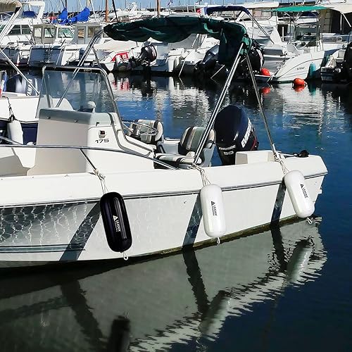 Miniatura 7 de Leader Accessories Paquete de 4 guardabarros inflables acanalados con agujero a través del medio, incluye líneas de guardabarros de 38 pulgadas,