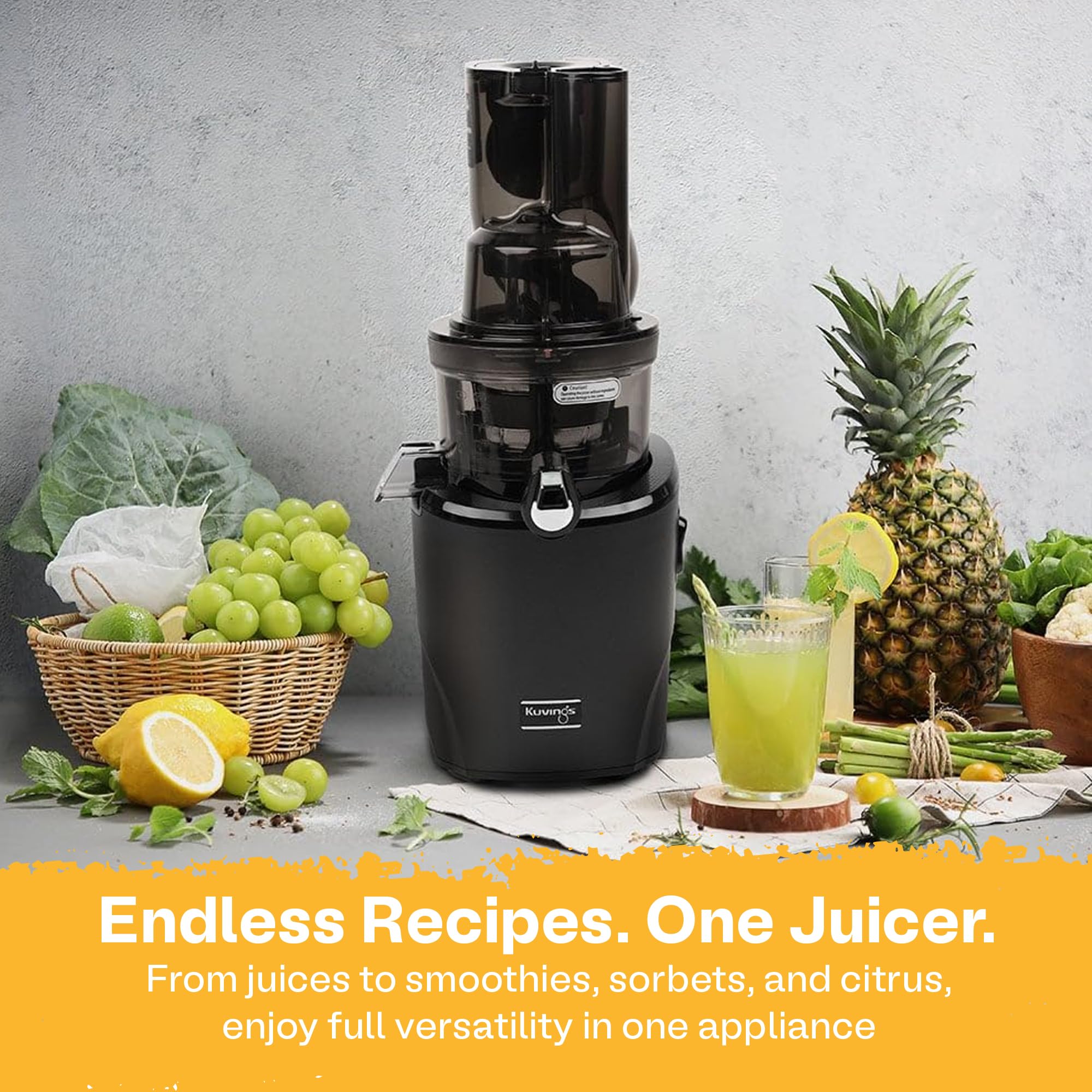 Kuvings Whole Slow Juicer REVO830 Cold Press Masticating Juicer Machine | Extra Wide 88mm & 48mm Food Chutes - Quiet Strong Motor Auto-Cut Fruits & Veggies - Smoothie Sorbet Attachment - Matt product thumbnail 8