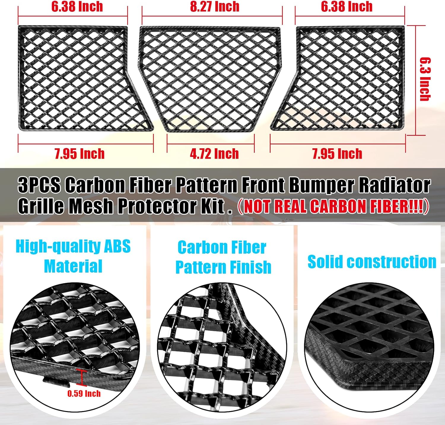 Jaronx Compatible with BMW M2 Front Bumper Lower Grille Mesh Guard 2023 2024 2025, 3 PCS Center Lower Bumper Mesh Grill Guards Replacement Compatible with BMW G87 M2 Accessories (Carbon Fiber Pattern)