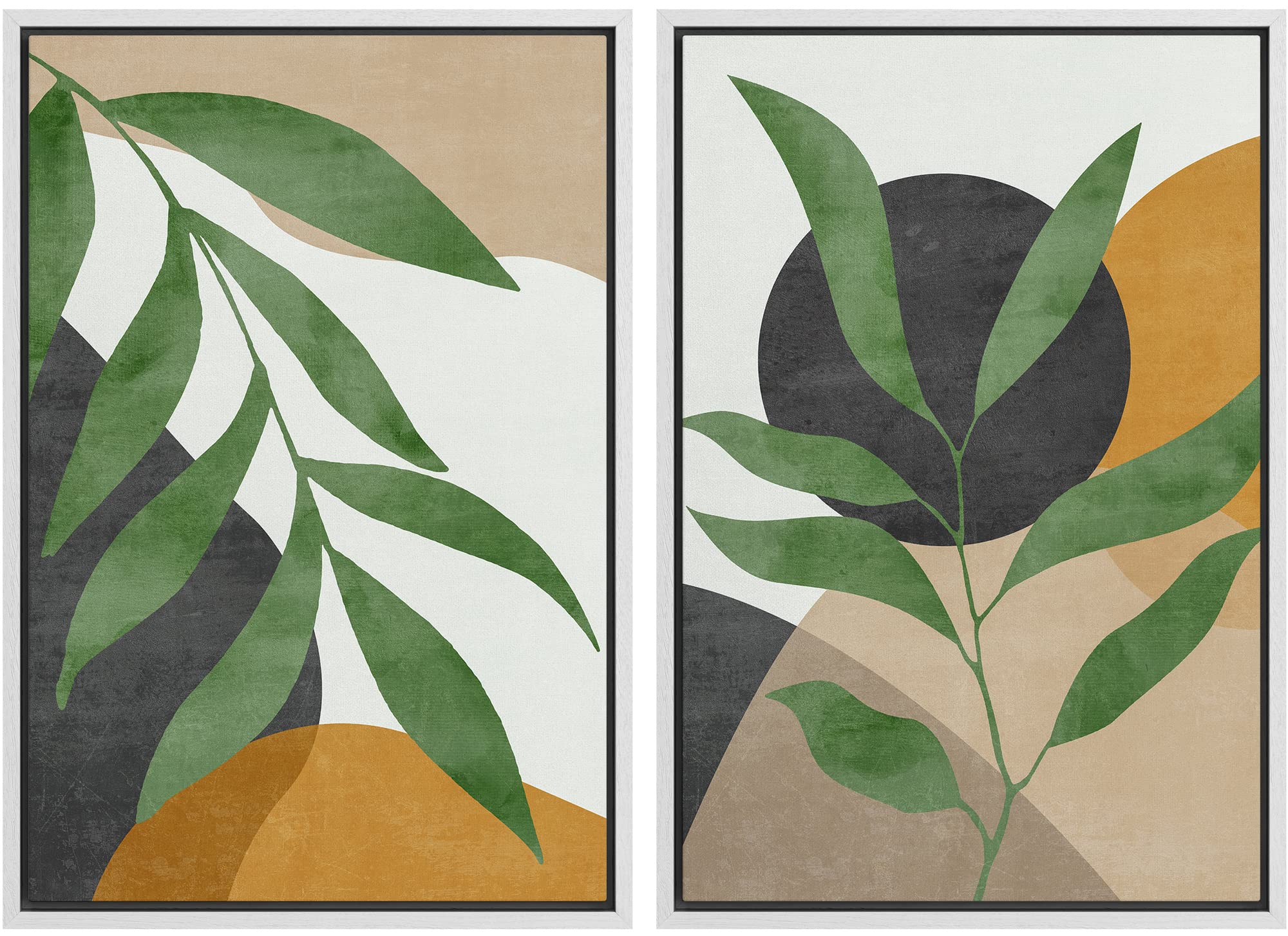 SIGNFORD Framed Canvas Print Wall Art Set Soft Hydrangea Pair Light Blue Florals with Green Leaves Illustration Modern Art Decorative Nordic Nature for Living Room, Bedroom, Office - 24"x36"x2 White — view 122