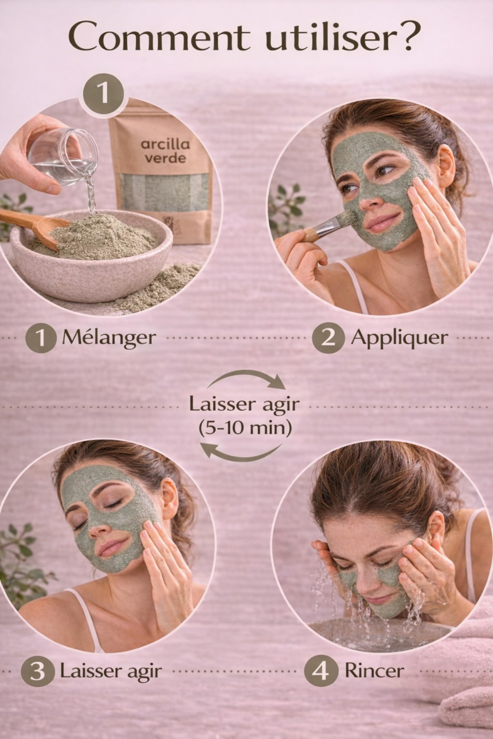 Essenciales – Argile Verte Ultra Ventilée Montmorillonite en Poudre, Masque Visage Purifiant, Peaux Grasses et Imperfections, Soin Cheveux Détox, Nettoyage Pores
