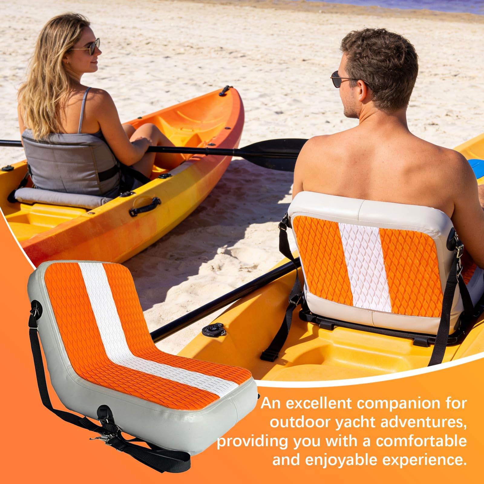 Asiento Para Tabla De Paddle Surf, Asiento Kayak Inflable Universal Con Ergonómico Respaldo Ajustable Para Tablas De Surf Pesca Kayak Y Camping Al Aire Libre Para Adultos - 45x40cm