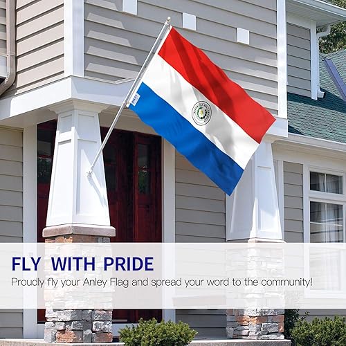 Miniatura 2 de Anley Fly Breeze - Bandera de Paraguay de 3 x 5 pies, colores vivos y a prueba de decoloración, cabecera de lona y doble costura, banderas