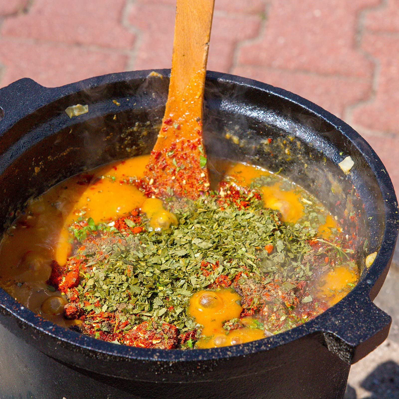 Caldero Africano de Hierro Fundido 7 L – Olla de Campamento para Cocinar al Fuego, Ideal para Guisos de Caza