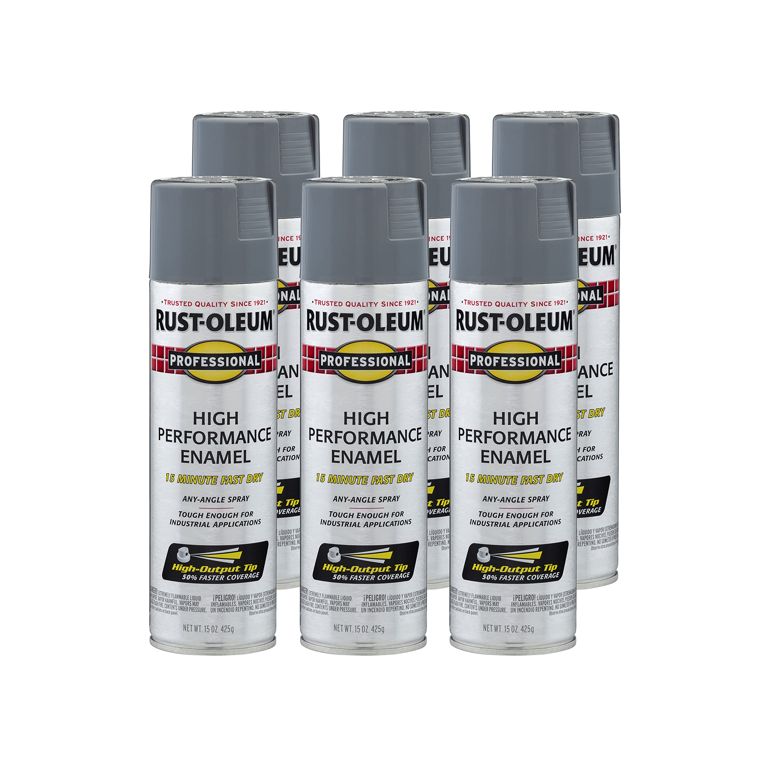 Rust-Oleum Professional High Performance Enamel Spray Paint, Gloss Dark Machine Gray, 6-Pack
