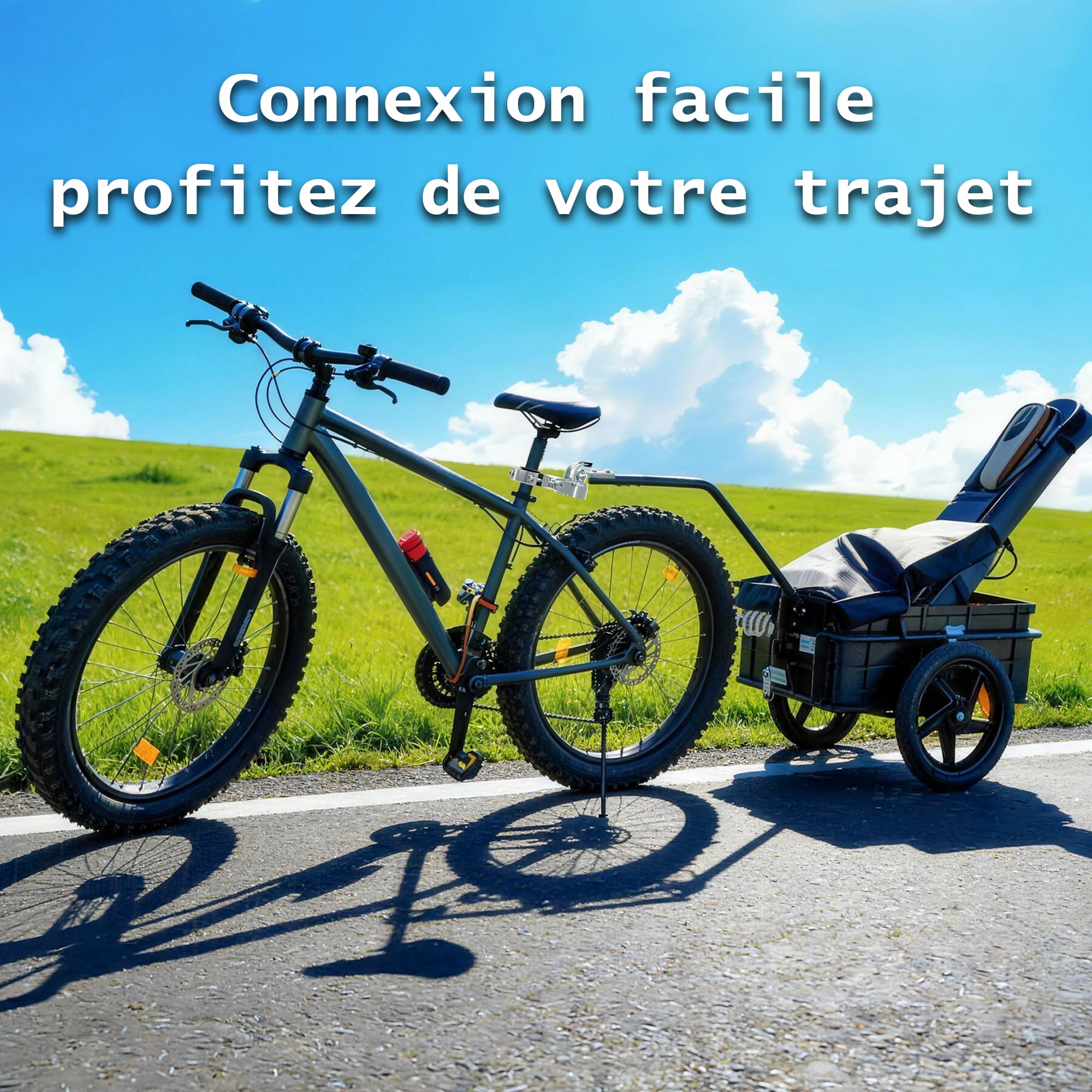 Robuste Attelage de Remorque de Vélo en Acier Galvanisé pour Tige de Selle 26-33 mm