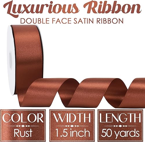 Vista 937 de MEEDEE Orange Satin Ribbon - 1.5 inch Double Faced Satin Ribbon, 50 Yards - Neon Tangerine - For Christmas, Thanksgiving, Halloween, Weddings