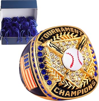 12 pcs Pack Baseball Tournament Options Championship Ring Trophy on Side Size 9.5