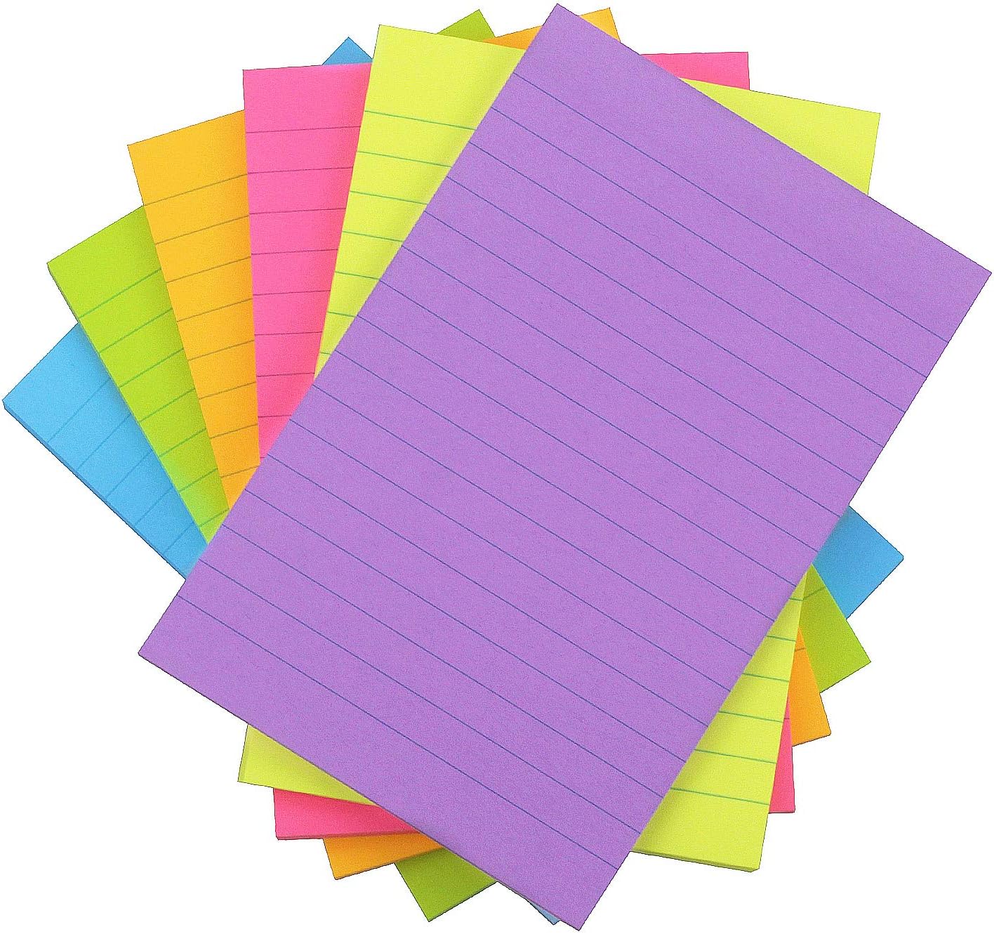 Lined Sticky Notes 4x6, 6 Color Bright Colorful Sticky Pad