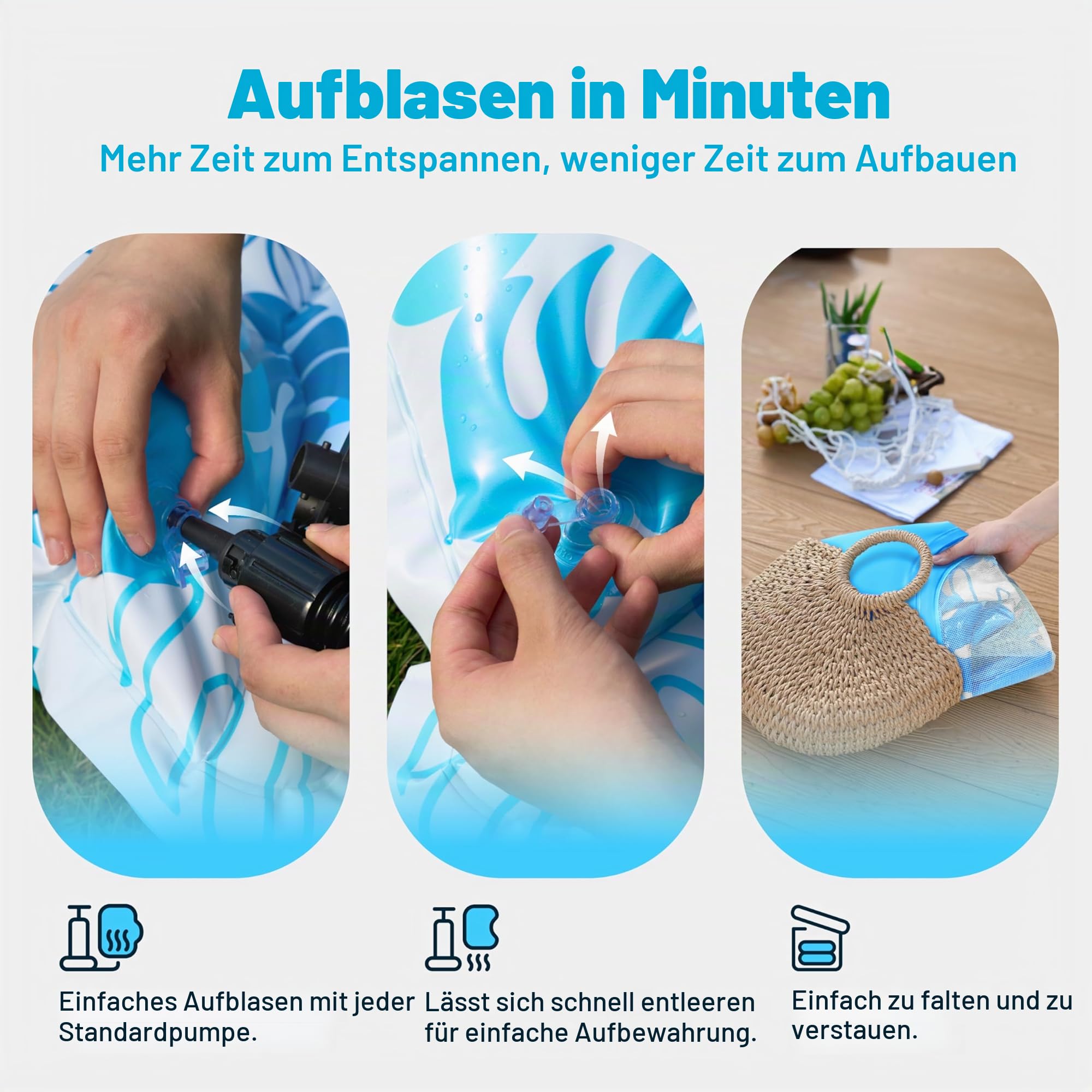 SLOOSH Wasser Pool Luftmatratze für Erwachsene, Aufblasbare Pool-Flöße mit Getränkehaltern und Fußstütze, Schwimmbad-Flöße，Wasser Aufblasbarer Sessel für Wasserpartys Sommerparty
