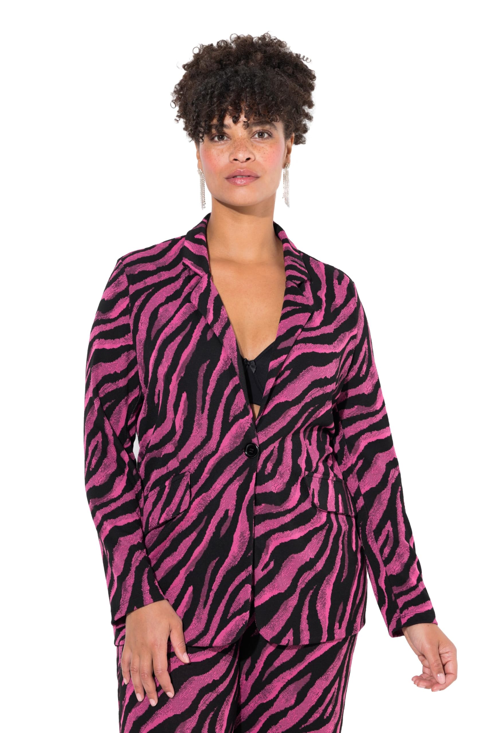 MIAMODA Damen große Größen Übergrößen Plus Size Blazer, schmale Form, Zebramuster 837278