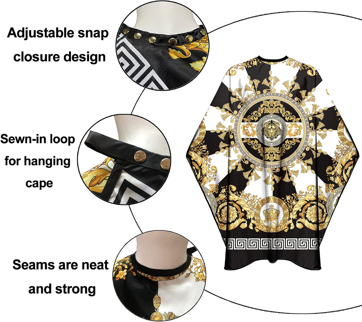 Barber Capes for Men Hair Cutting Salon Capes with Snaps Hairdresser Gown Stylist Cape- 63”× 56”