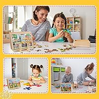 Vista 5 de Barydat - Soporte de exhibición de rompecabezas de madera de 2 piezas, organizador de estante para guardar tapas de ollas, soporte