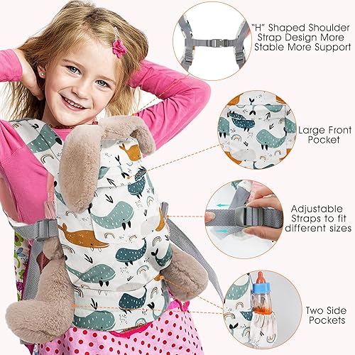 Miniatura 4 de Vollence Portabebés para muñecas de 14 a 25 pulgadas