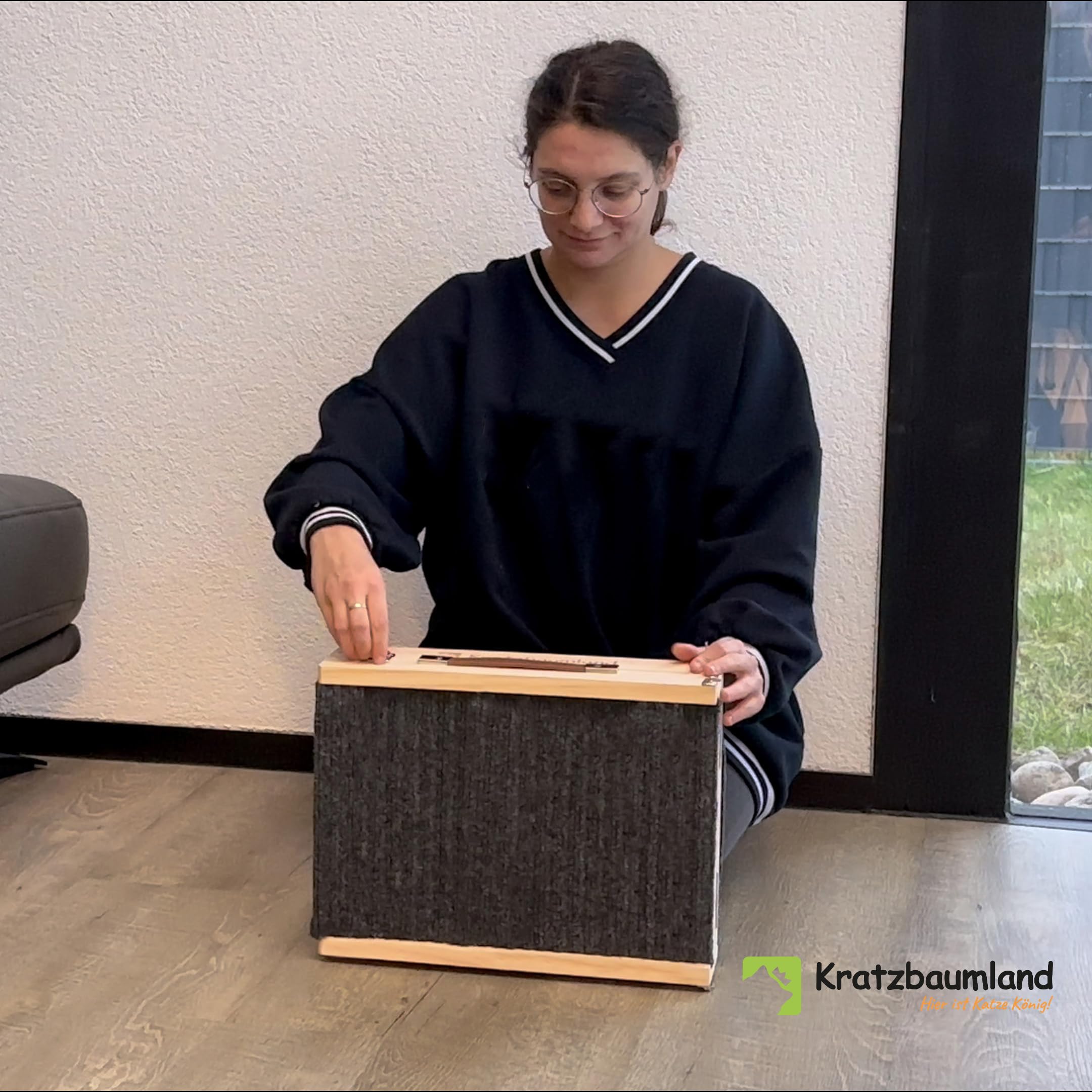 Kratzbaumland Hunde- und Katzenrampe faltbar und höhenverstellbar für Hunde und Katzen, aus Holz, Hunderampe Katzenrampe (Dunkelgrau)