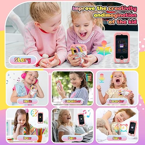Miniatura 6 de GREENKINDER Juguetes de teléfono para niños, juguete de teléfono inteligente, educación, Navidad, regalos de cumpleaños para 3, 4, 5, 6, 7, 8, 9