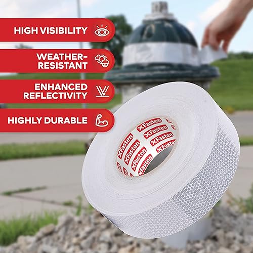 Miniatura 8 de XFasten Cinta reflectante, Blanco y Plateado, 2 pulgadas por 5 yardas