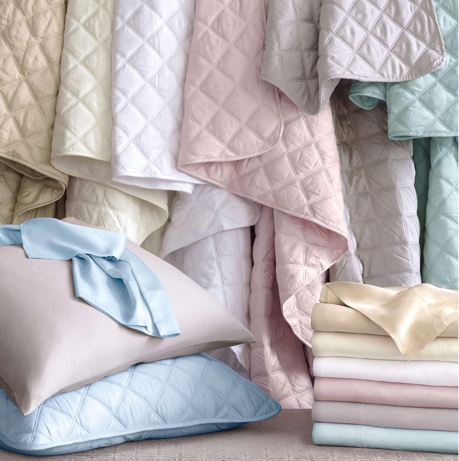 Pine Cone Hill Silken Solid Robin's Egg Blue Pillowcases, Standard Size, Blue Solid Pattern