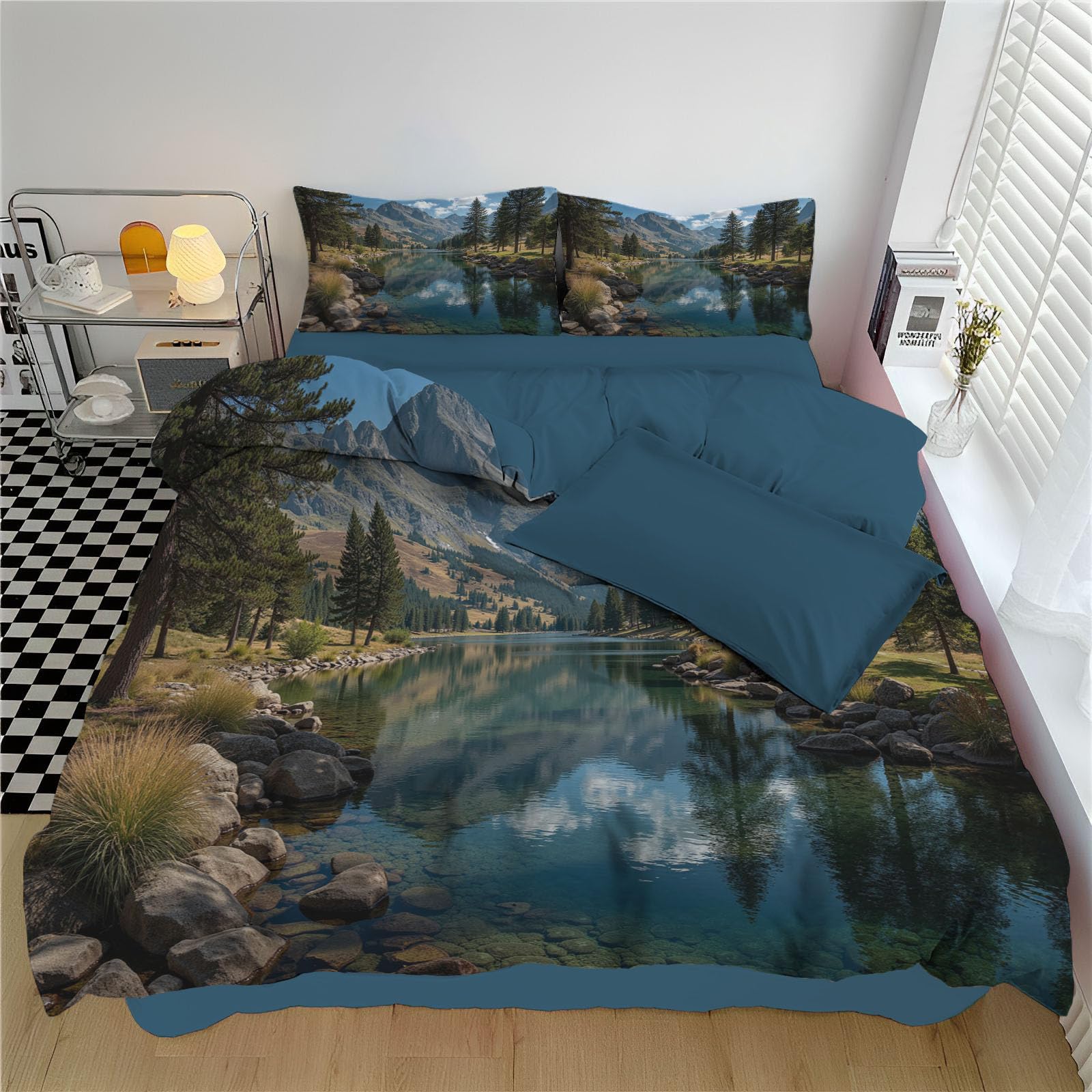 Parure de lit 220x240 3 pièces avec 2 taies 65x65 housse de couette microfibre