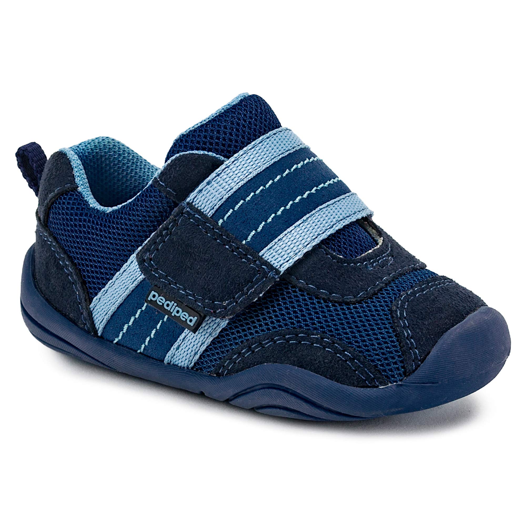 pediped baby boys Adrian First Walker Shoe, Navy, Sky, 5 Toddler US
