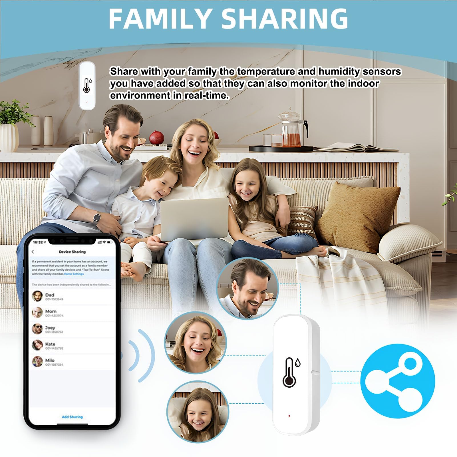 Thermomètre Hygromètre Connecté WiFi pour Intérieur et Extérieur Mini Thermomètre Connecté Wifi avec Smart Life/Tuya APP Mini Compatible Alexa Google Home pour Température Interieur et Humidité