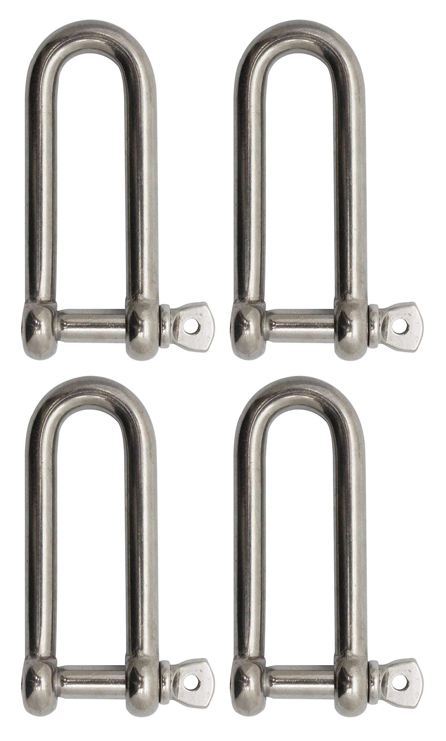 Extreme Max 3006.8204.4 BoatTector Stainless Steel Long D Shackle - 5/16", 4-Pack