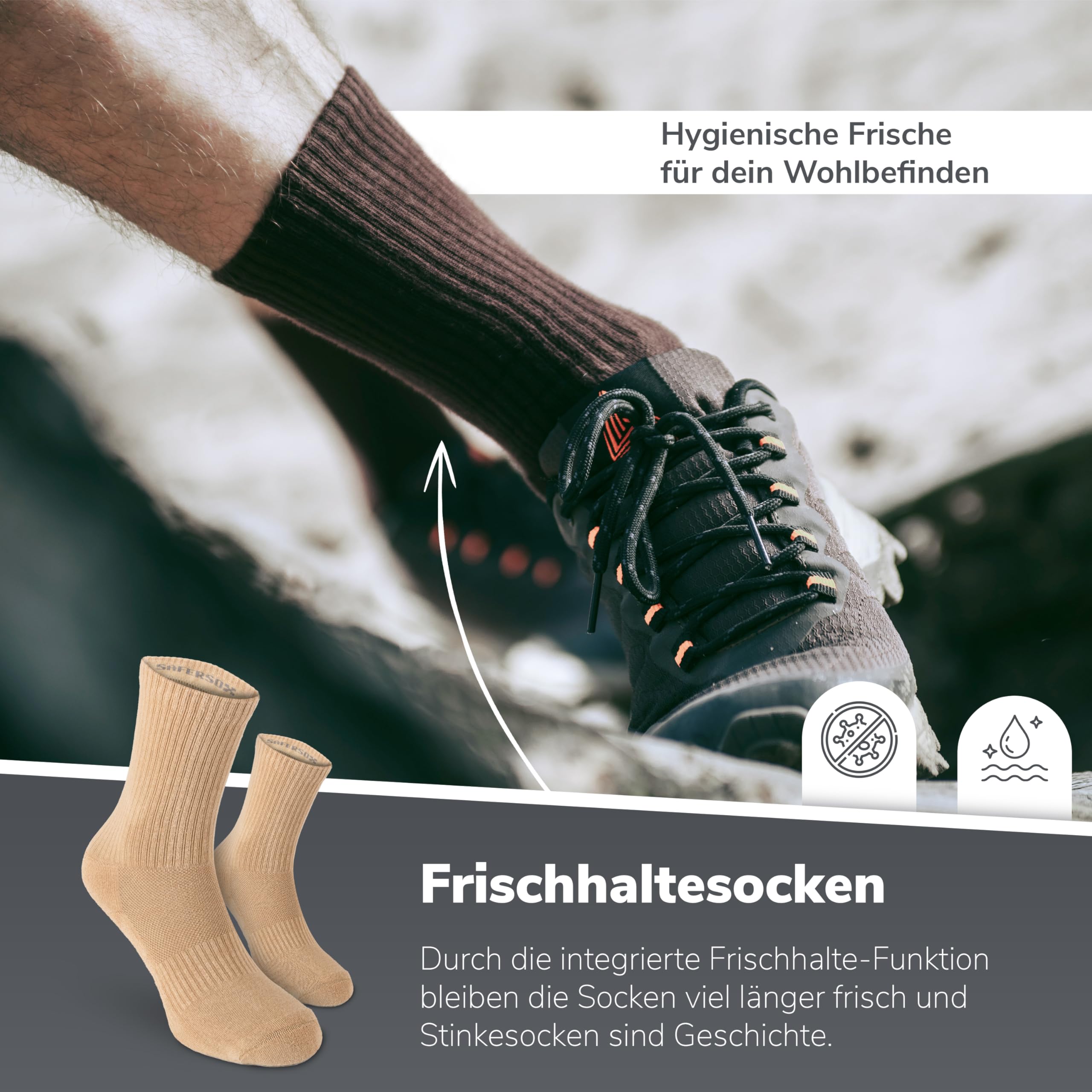 Safersox Mückenschutz Socken für Safari, Tropen, Garten & Outdoor – Damen & Herren
