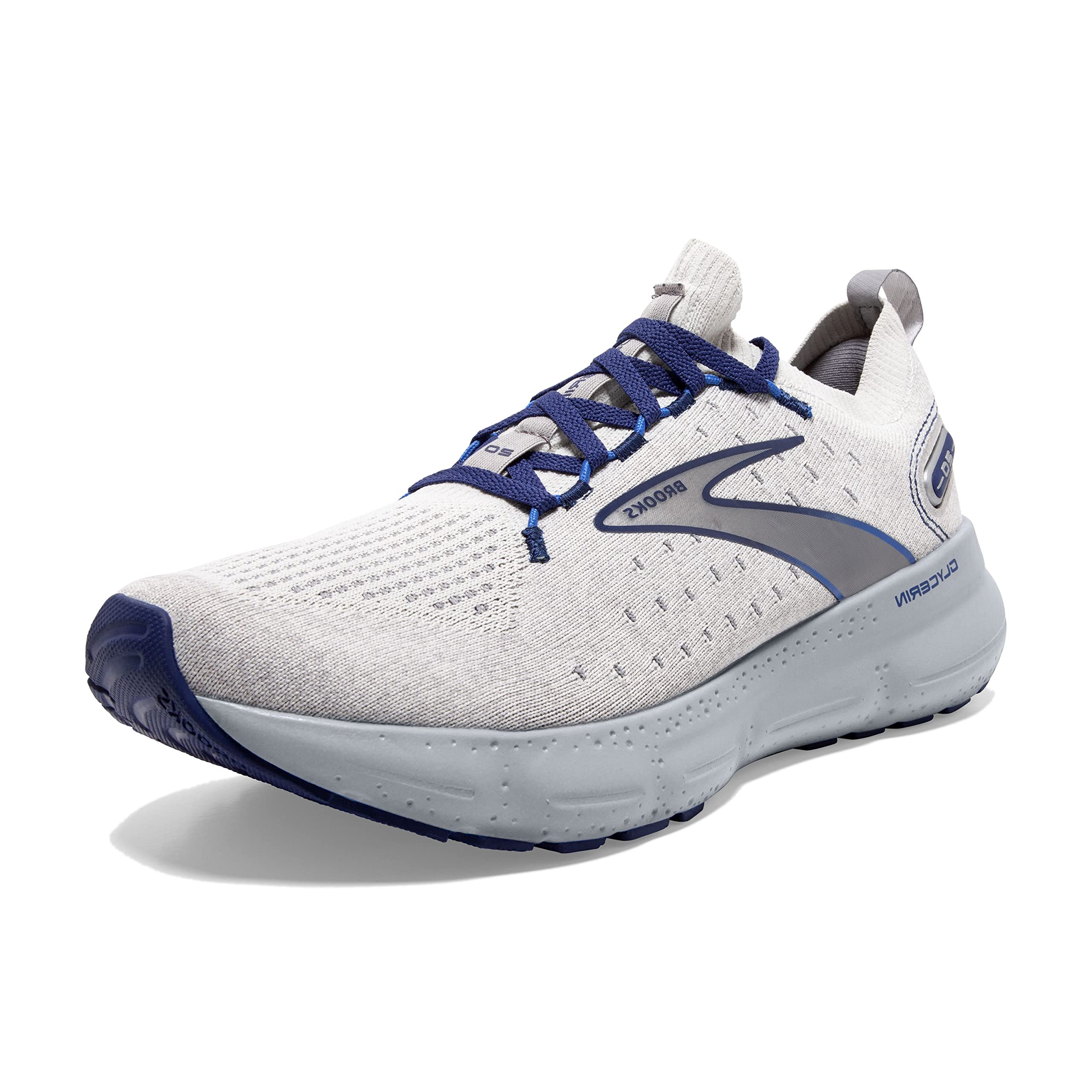 Brooks Men’s Glycerin StealthFit 20 Neutral Running Shoe, Oyster/Alloy/Blue Depths, 9