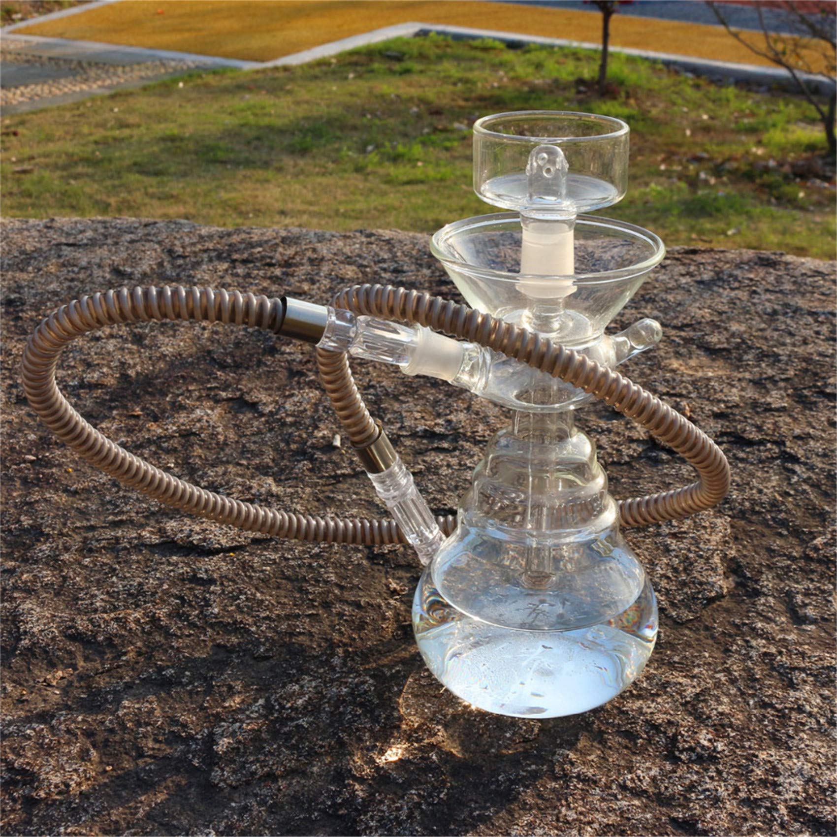 Juego Completo de Cachimba, Pequeño y Moderno Kit de 1 Manguera con Accesorios para Cachimba, Jarrón de Vidrio con Clip de Carbono y Lámina de Aislamiento Térmico