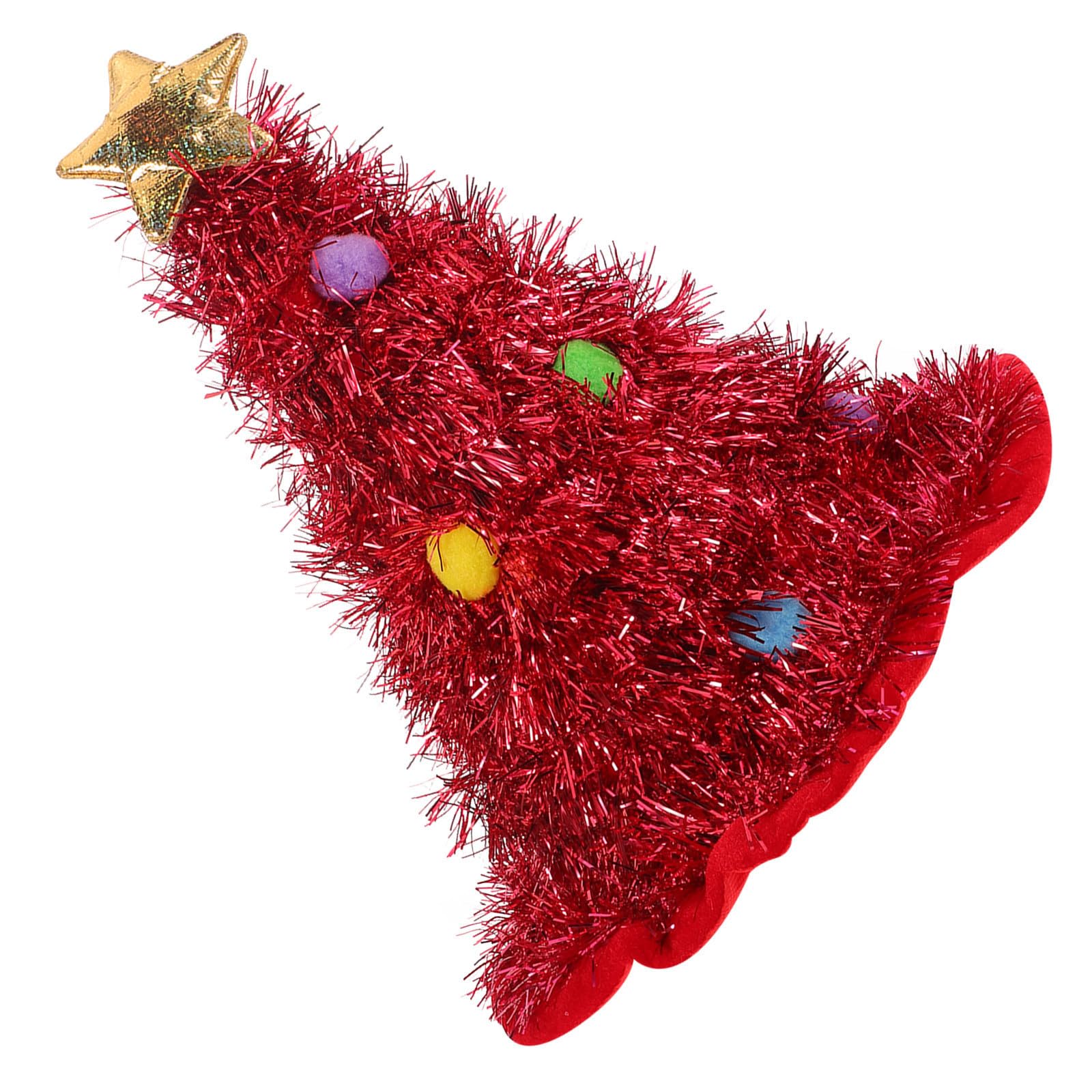 NUOBESTY 5 Pezzi Cappello di Natale Albero Rosso in Feltro con Grande Tesa
