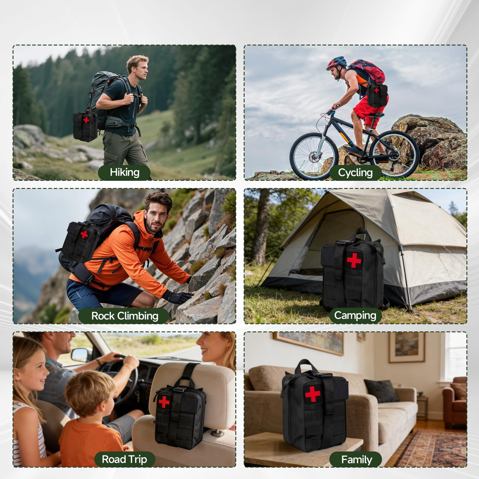 Außen Survival Kit, 235PCS Notfall Ausrüstung mit Erste Hilfe Set | Survival Ausrüstung mit Multitool Hammer Axt, Camping Zubehör, Klappspaten, Geschenke für Männer Camping, Abenteuer, Wandern