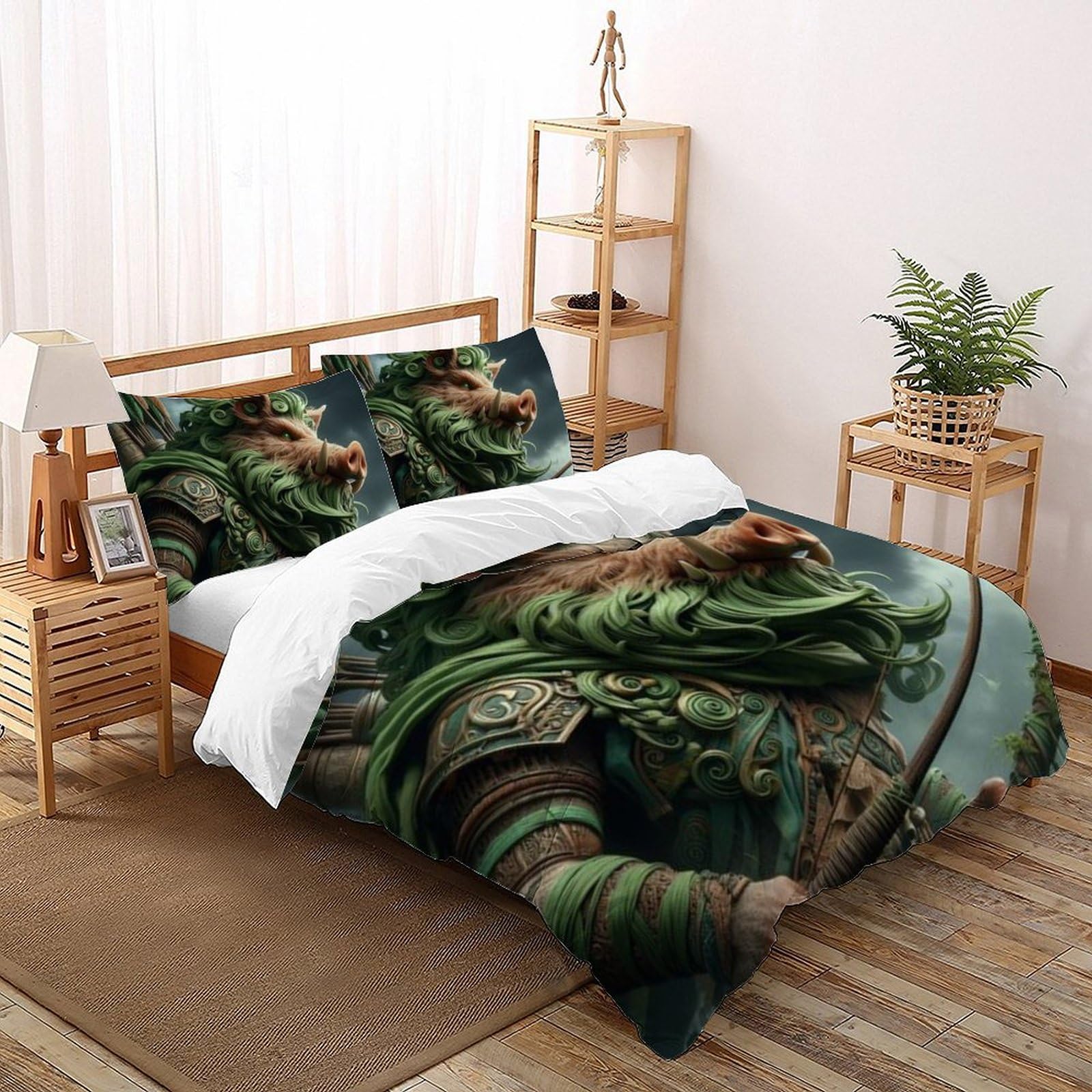 Housse de couette sanglier 260x220cm anti-pli en microfibre